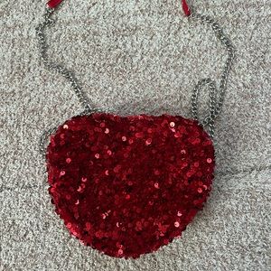 Red sequins heart bag
